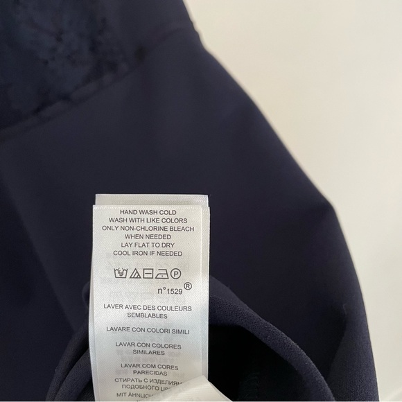 NEW Lauren Ralph Lauren Dress Lace Panel Back Zip Size 12 Wedding Guest Navy - Picture 7 of 9